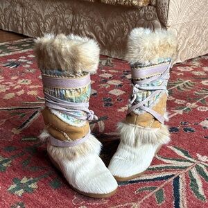 Tecnica Women's Fur-Trimmed Winter Boots - Tan and Cream